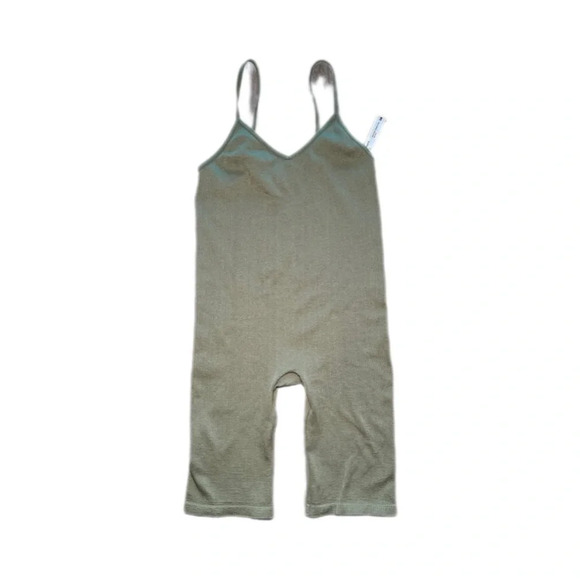 ANWND Green Spaghetti Strap Knee Length Ribbed Stretchy Jumpsuit Women’s Small - Picture 1 of 7